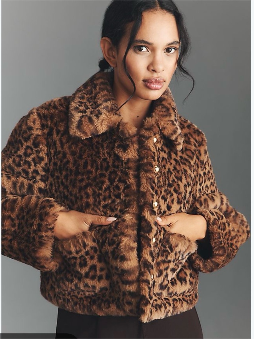 Camila Coelho Leopard Print Faux Fur Jacket NWT Sz S Ret $250 Revolve